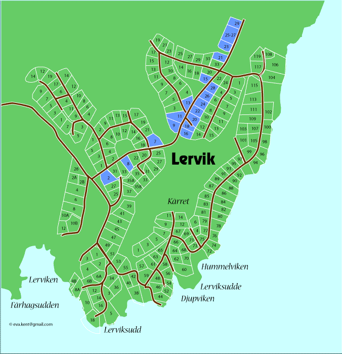 Karta över Ekhammarsvägen i Lervik, Österåker