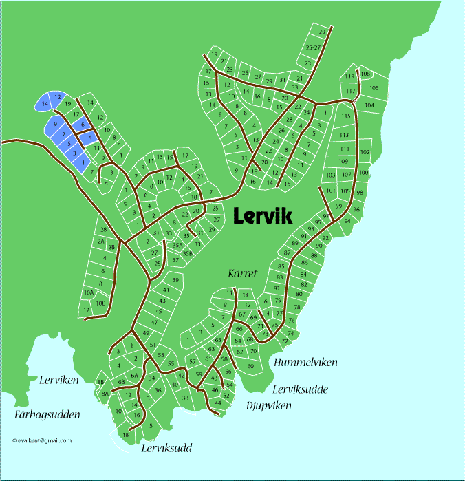 Karta över Fästigen i Lervik, Österåker