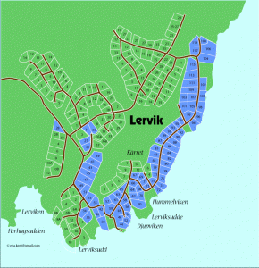 Karta över Lerviksvägen i Lervik, Österåker